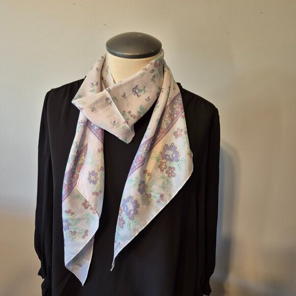 Vintage Liz Claiborne Bias Cut Pastel Silk Scarf - Picture 4 of 6